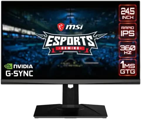MSI Oculux NXG253R - 24.5 Inch 360 Hz Esports Gaming Monitor - FHD(1920x1080), Rapid IPS, 1ms GTG, NVIDIA G-SYNC, HDR, ULMB, Mystic Light, Adjustable Stand, VESA, Display Port 1.4 & HDMI 2.0b