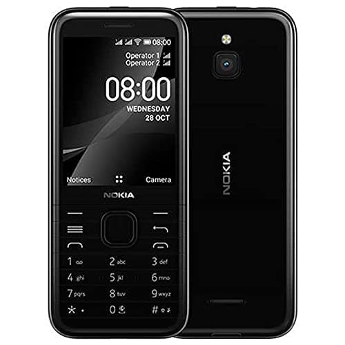 Nokia 8000 4G with WiFi Hotspot Feature Mobile Phone with Dual SIM Card Palm Friendly Grip with 2.8inch Display For Senior Citizens (Black) Basic Mobi