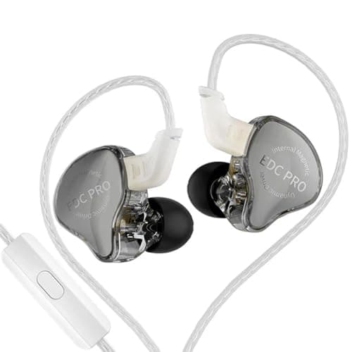 KZ EDC PRO IEM Wired Earphone, HiFi Dynamic Driver (DD) IEM, High-Functioning Silver-Plated OFC Cable, 0.75mm Detachable Cable, 3.5mm Plug for Audioph...