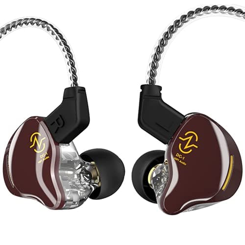 Yinyoo in Ear Monitor Headphones CCZ Coffee Bean Over Ear Earbuds Wired Earphone with 1DD Dynamic Driver HiFi Bass Sound for Musicians Stage,Drummer,Church,Workout Gym (Without mic, Brown)