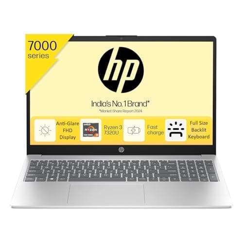 HP Laptop 15, AMD Ryzen 3 7320U, 15.6-inch (39.6 cm), FHD, 8GB LPDDR5, 512GB SSD, FHD Camera w/Privacy Shutter, AMD Radeon Graphics, Backlit KB (Win 11, MSO 2021, Silver, 1.59 kg), fc0026AU