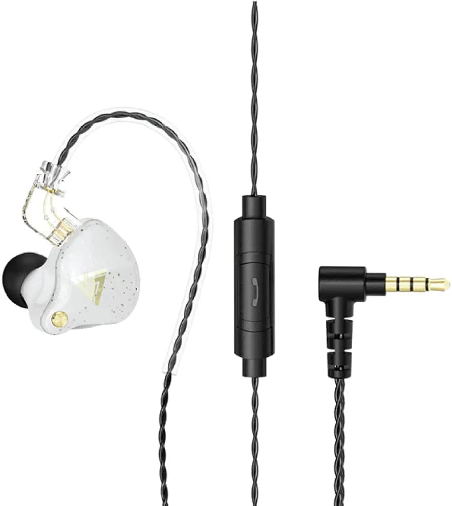 QKZ AK6 Pro IEM Wired Earphone, 1 Dynamic Driver HiFi Bass Passive Noise Cancellation Stylish in Ear Monitor Earbuds for Gamers with 5N OFC Detachable Cable (with Mic, White)