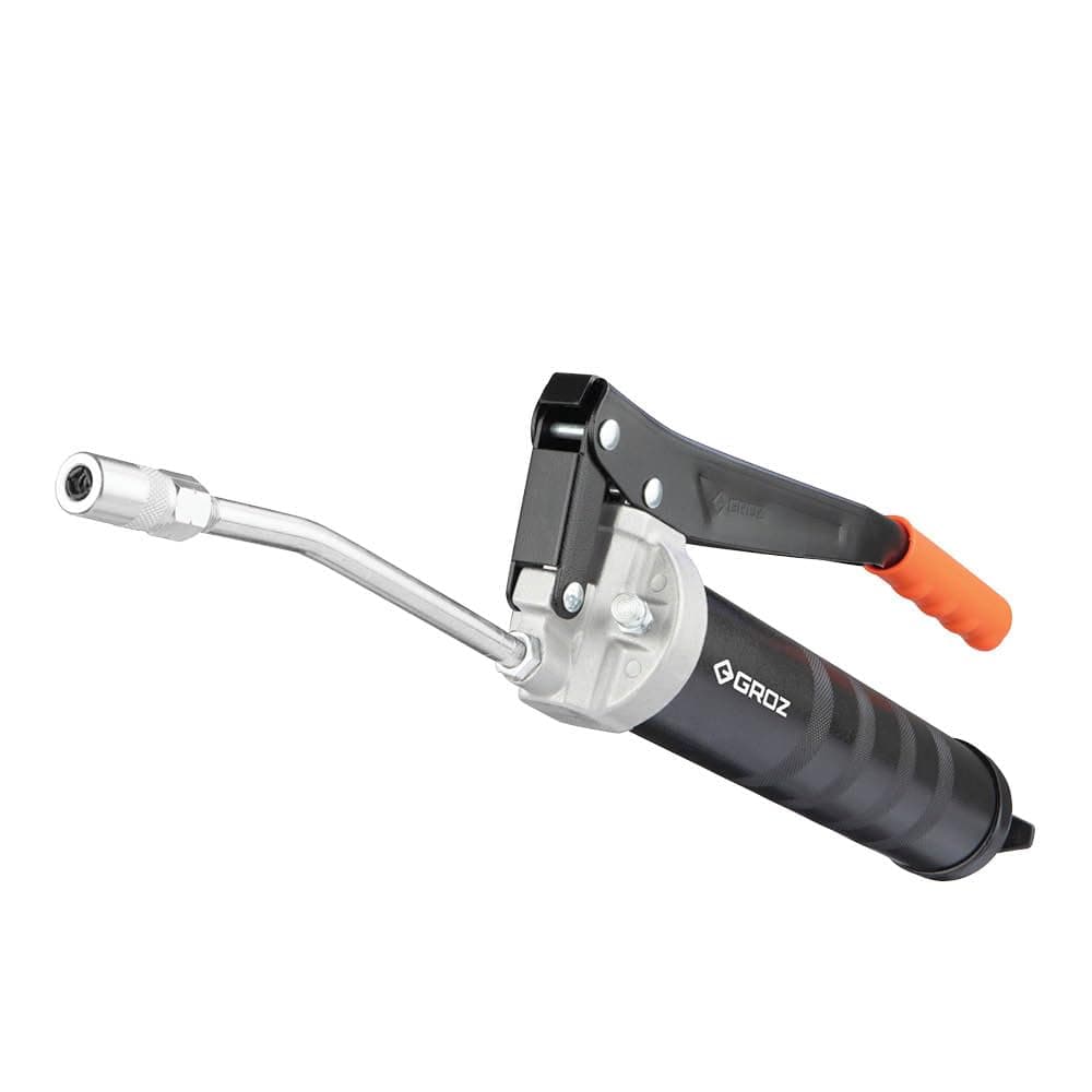 Groz Double Piston Grease Gun | Lever Grease Gun with 6" Extension | 3x Output | High Volume Grease Gun | Discharge Upto 2.4 gm/s | For Regular Greasi...