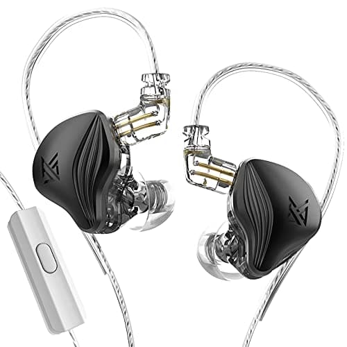 KZ ZEX Earbuds 1 electrostatic + 1 Dynamic Earphone in Ear Monitor Headphone with Detachable Cables Suitable for Audio Engineer, Musician (Black, with Mic)