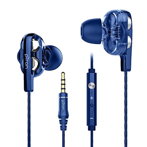 pTron Boom Ultima 4D Dual Driver, In Ear Gaming Wired Headphones with Mic, Volume Control & Passive Noise Cancelling Boom 3 Earphones - (Dark Blue)