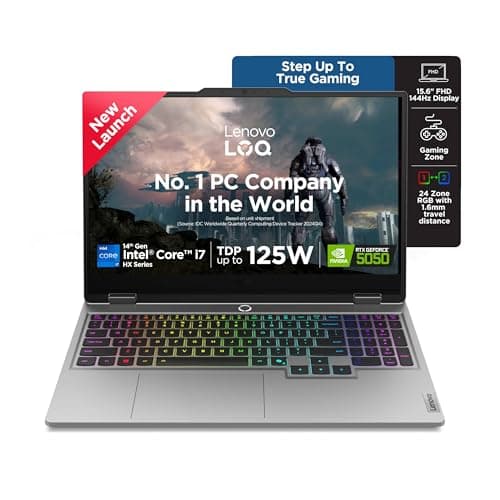 Lenovo LOQ 2025 Intel Core i7-14700HX| NVIDIA RTX 5050 8GB (16GB RAM/1TB SSD/144Hz Refresh Rate/440 AI TOPS/15.6" (39.6cm)/Windows 11/Office 2024/3 Mon. Game Pass/Grey/2.4Kg), 83JE00U6IN