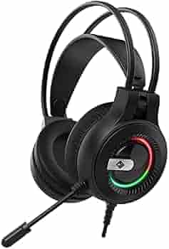 (Renewed) Cosmic Byte Titania RGB Gaming Headset with Flexible Microphone with Separate Audio and Mic Jack (Black)