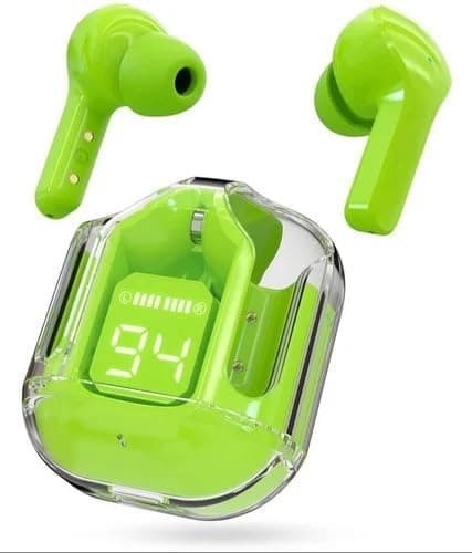 AVASHYAA TECH Wireless Earbuds with LED Display Case Noise Cancelling, Touch Control, Long Battery Life, Bluetooth 5.3 Earphones (Neon Green)