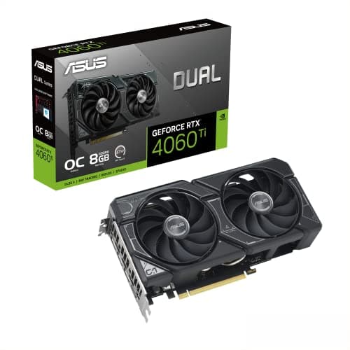 ASUS Dual GeForce RTX 4060 Ti OC Edition 8GB GDDR6 (PCIe 4.0, 8GB GDDR6, DLSS 3, HDMI 2.1, DisplayPort 1.4a, Axial-tech Fan Design, 0dB Technology, an...