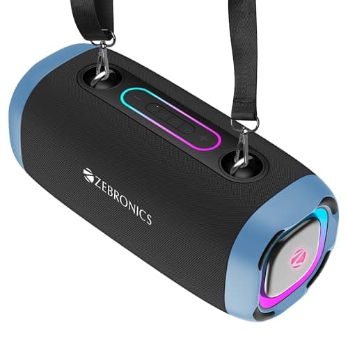 ZEBRONICS Sound Feast 85, Portable Bluetooth Speaker, 20 Watts, Upto 9 Hours Playback, Dual Passive Radiator, BTv5.3 | TWS | USB, RGB LED, Call Functi...