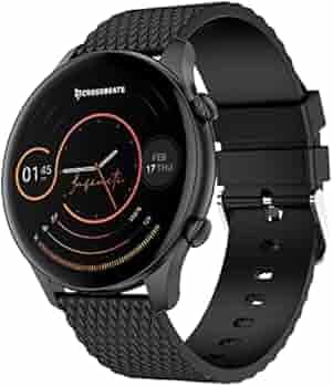 Crossbeats Orbit Infiniti AMOLED Smart watch with BT calling+connect with TWS, Always on Display smartwatch, 1500+songs storage, Heart & Spo2 Monitor, 110+sports modes 100+watch faces (2 Straps)-Graphite Black