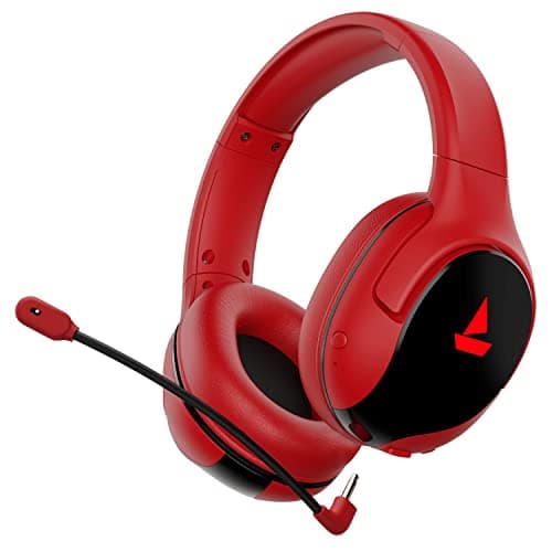 (Renewed) Boat 2.4Ghz Ultra Low Latency Mode Upto 35Ms, 3D Spatial Audio, Dongle Slot, Immortal Im1300 Bluetooth Wireless Over Ear Headphones with Mic (Raging Red)
