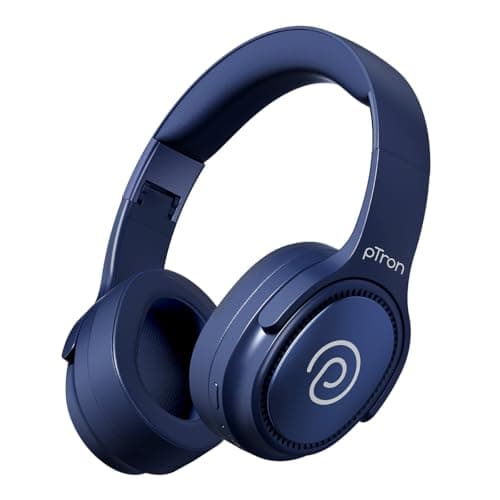 pTron Studio Pro w/ 65Hrs Playtime, Wireless Over Ear Headphones w/HD Mic & AI-ENC, Low-Latency Game & Music, 40mm Drivers, BT5.4, Dual Device Pairing...
