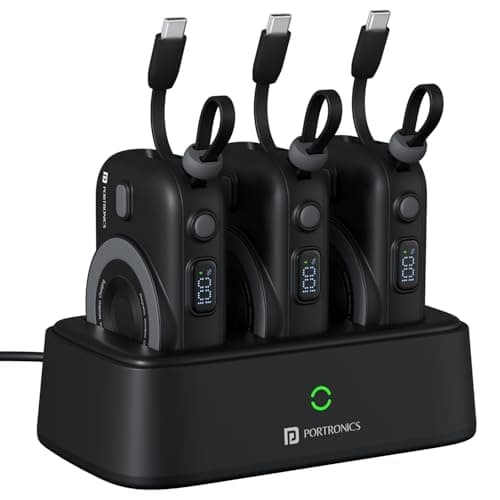 Portronics Power Shutter Home 3 x 10000mAh Fast Charging Wireless Powerbank with Charging Station, 22.5W Wired Output, 15W Wireless Output for iPhone ...