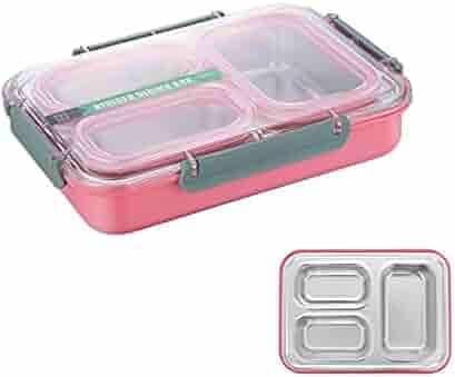 Srxes 3 Compartment 304 Stainless Steel Lunch Boxes, Lunch Boxes, Lunch Box for School, Lunch Box for Office Men Steel, Tiffin Boxes, Ideal for 12+ Year Teenagers (Pink)