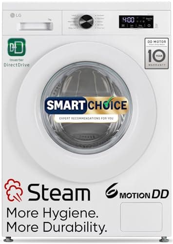 LG 7 Kg, 5 Star, Steam, Inverter Direct Drive Technology, 6 Motion DD, Fully-Automatic Front Load Washing Machine (FHB1207Z2W, Remove Allergens & Toug...