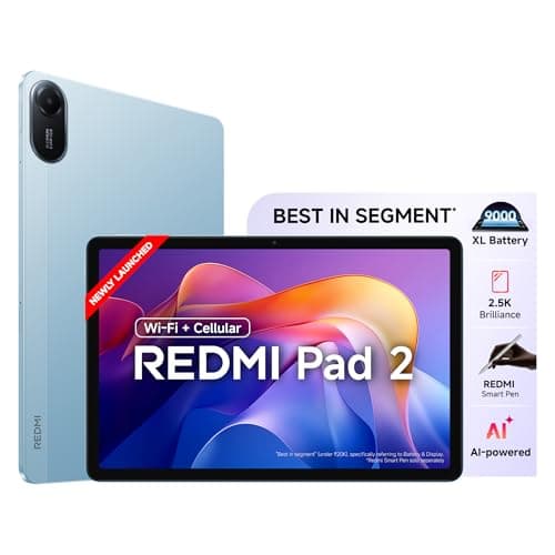 Redmi Pad 2 Wi-Fi + Cellular, Active Pen Support, 27.94cm(11") Model, 2.5K Sharp & Clear Display, 4GB, 128GB, All Day & More 9000mAh Battery, AI-Enabl...