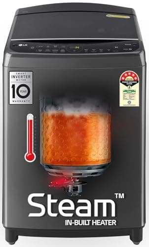 LG 10.0 Kg 5 Star AI Direct Drive Technology, ThinQ (Wi-Fi), Steam Wash for Allergy Removal Fully Automatic Top Loading Washing Machine (THD10SWM, Mid...