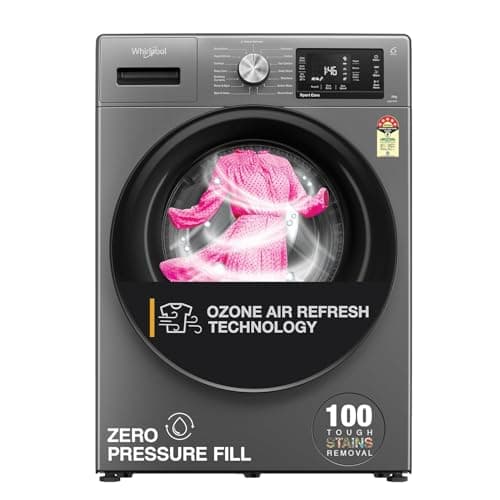 Whirlpool 8 Kg Ozone Technology Inverter Front Load Washing Machine with In-Built Heater (XO8014BYM52E, Midnight Grey, 100+ Tough Stains, 1400 RPM, 20...