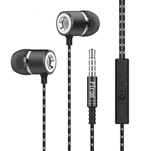 (Renewed) PTron Flux Headphone in-Ear Stereo Earphone Noise Cancellation Headset with Mic for All Smartphones (Black)