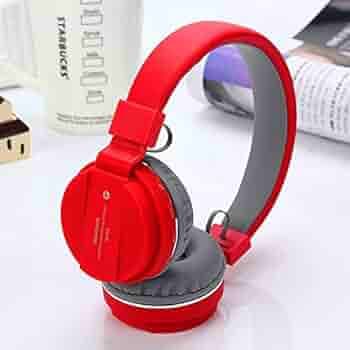 SH-12 Wireless Bluetooth Over The Ear Headphone with Mic (RED)