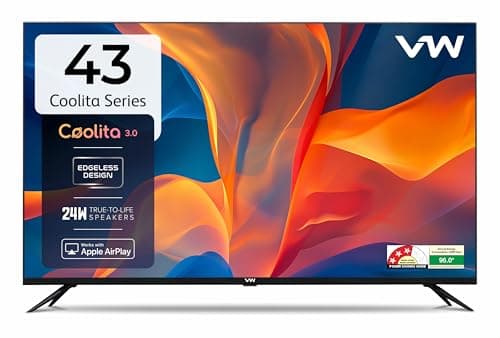 VW 109 cm (43 inches) Linux Frameless Series Full HD Smart LED TV VW43C3 (Black)