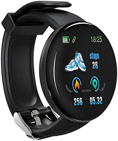 m-fit Smart Watch for Mens, D18 Plus (1.3" Inch) Bluetooth Smart Fitness Band Watch with Heart Rate Activity Tracker, Calorie Counter, Blood Pressure, Men & Women Compatible (Black)