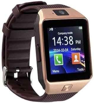 NICK JONES Golden DZ09 Bluetooth Smart Watch Brown (Compatible with Smartphones, Wireless, Touchscreen, Camera, and SIM Card Support, Pedometer Sleep ...