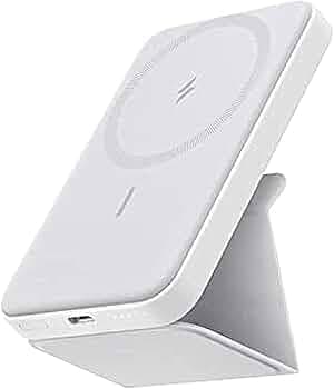 Anker 622 Magnetic Battery MagGo, 5000mAh Foldable Magnetic Wireless Portable Charger and USB-C for iPhone 14 & 13 Series (White)