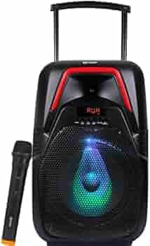 Zoook Hurricane Bluetooth Party Speaker 100Watt/USB/TF/AUX/FM/Built-in Battery/Wireless Mic/Professional Class D Amplifier/1click Recording/Mic Priority/Bass,Echo,Treble Control/Trolley/8" Driver