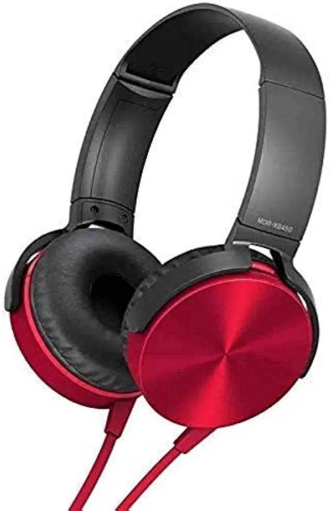 OTOS MDR-XB450 Wired Extra Bass On-Ear Headphones with Tangle Free Cable, 3.5mm Jack, Headset with Mic for Phone Calls (Red,Black,Blue,Multicolor)