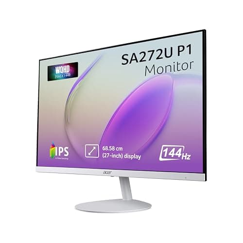 acer SA272U P1 27 Inch WQHD 25601440 IPS Monitor|144Hz Refresh Rate | 1ms VRB | HDR10 | AMD FreeSync | 1 x HDMI (2.0) + 1 x DisplayPort (1.4) | Built-...