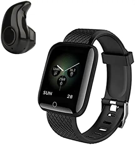 TechKing (ONLY for Today:10 Year Warranty) Waterproof Smart Watch D16 Touch Men Women Fitness Tracker Heart Rate Monitor with S530 Mini Wireless Bluetooth Earphone Built-in Mic
