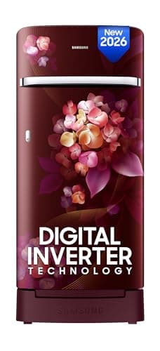 Samsung 215 L, 5 Star, Digital Inverter, Direct-Cool Single Door Refrigerator (RR23H2H35HT/HL, Red, Hydrangea Plum, Base Stand Drawer, Single Touch De...