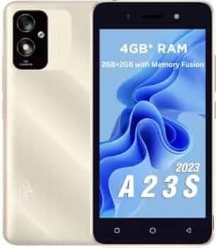 Itel A23s 12.7cm 5 inch FWVGA Display 3020 mAh Battery 2MP Rear cam+Selfie cam with Flash Face Unlock 2GB 32 GB Coastel Gold