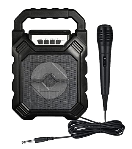 WORRICOWTravel Speaker YD-668 HD Bass Wireless Potable Bluetooth Speaker with Wired Karaoke mic, AUX, FM, USB Support, Colorful Disco Lights, High Bass Sound
