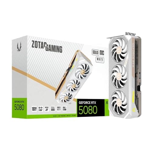 ZOTAC Gaming GeForce RTX 5080 Solid OC Graphics Card - White Edition | 16 GB | DLSS 4 | GDDR7 | 256 bit | IceStorm 3.0 Advanced Cooling | Triple Fan |...