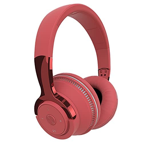 H2 Over Ear Headphones with Upto 50 Hrs Playtime, Fast Charging, in-Built ENC Mic, 40mm Titanium Bass Drivers, Super Soft Cushion, AUX in, Foldable Design (Red)