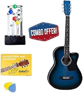 GUITAR BRO - COMBO (Blue Acoustic Guitar for Beginner, Guitar Learning Kit, Song Book, Video Lectures, Accessories like Pick, Bag)