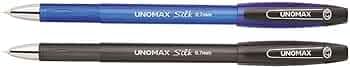 Unomax SILK 0.7mm Ball Point Pens - Pack of 20 (10 Blue & 10 Black)