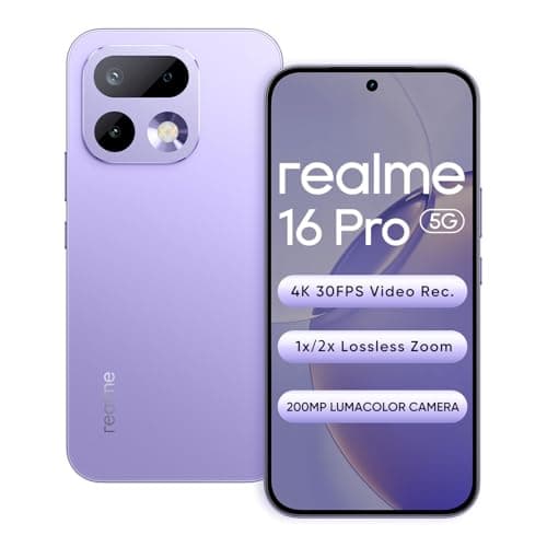 realme 16 Pro 5G Smartphone 8+256GB Orchid Purple, 144Hz AMOLED Display, 7000mAh Battery, 80W SuperVOOC, 200MP Primary Camera 50MP Front Camera, Media...
