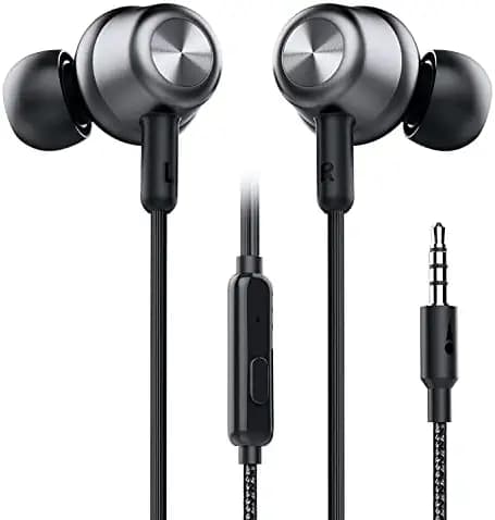 Earphones Headphones for OnePlus Nord CE 2 5G Earphone Original Like Wired Stereo Deep Bass Head Hands-free Headset Earbud With Built in-line Mic, With Premium Quality Good Sound Call Answer/End Button, Music 3.5mm Aux Audio Jack (M-832, Black)