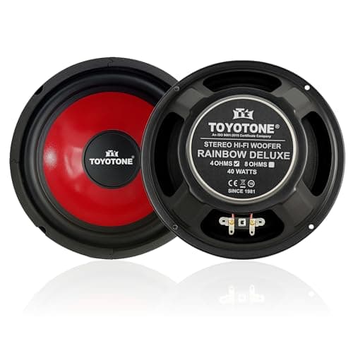 8" Rainbow Deluxe Stereo HI-FI Woofer Speaker | Water Proof Coated Paper Cone with Rubber Surround | Copper Coil 4 Ohms | 90 * 17MM Magnet | 40 Watt f...