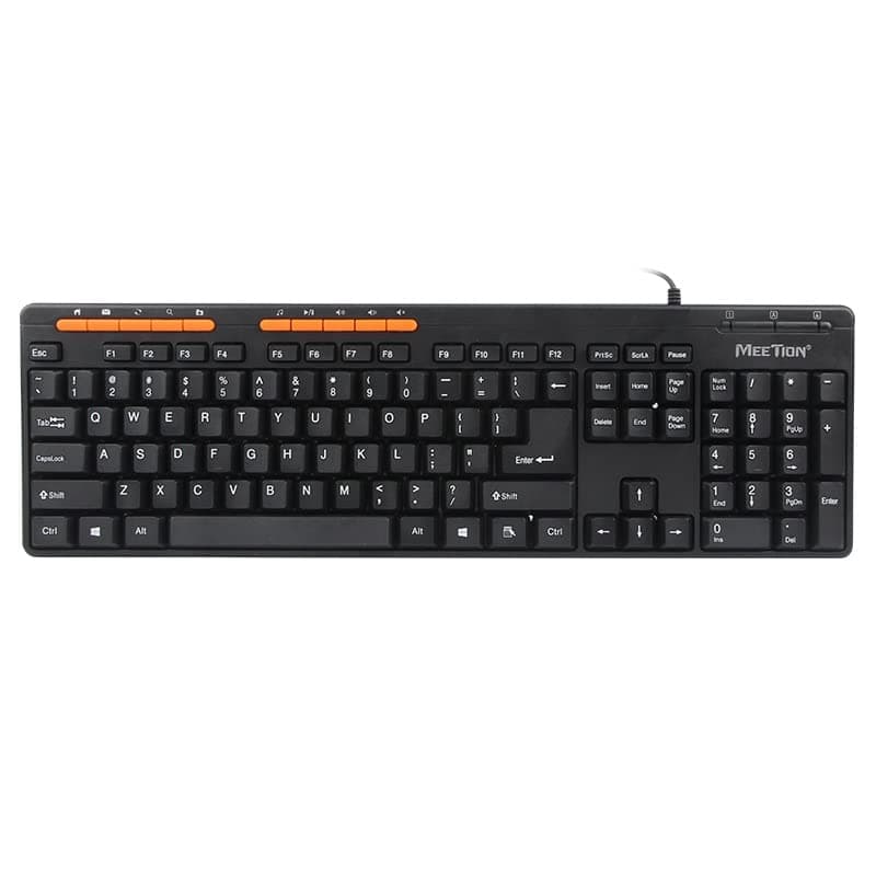 MEETION MT-K600M Multimedia USB Keyboard Membrane, Ergonomic Waterproof Design, Special 10 Shortcut Keys, 10 Million Keystrokes Lifespan, Wear-Resistant Keycaps