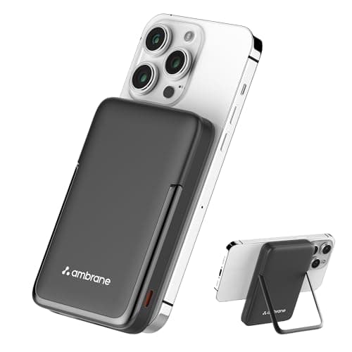 Ambrane 10000mAh Magsafe Fast Wireless Charging Power Bank, Strong Metal Mobile Stand, 22.5W Wired + 15W Wireless for iPhone 12 & above, Android & Qi ...
