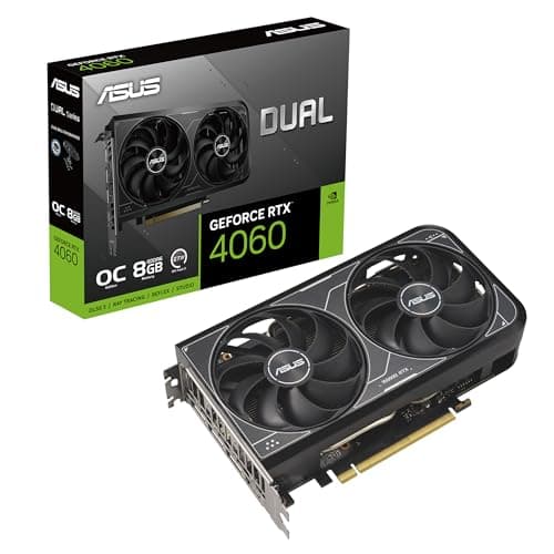 ASUS Dual GeForce RTX 4060 V2 OC Edition (PCIe 4.0, 8GB GDDR6, DLSS 3, HDMI 2.1a, DisplayPort 1.4a, 2-Slot Design, Axial-tech Fan Design, 0dB Technolo...