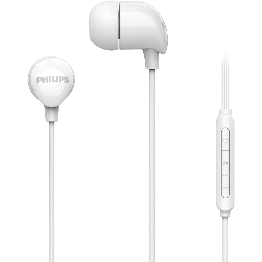 Philips TAE2146WT in-Ear Wired Headphones with USB-C Plug, 10mm Drivers for Deep Dynamic Bass and Clear Sound, in-Line Mic with Call Button, 3 Interch...
