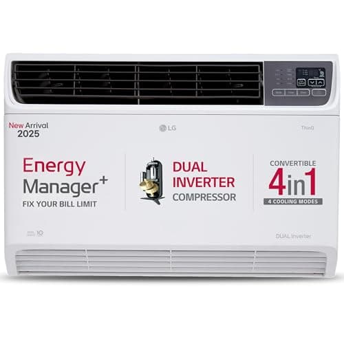LG 1.5 Ton 3 Star Wi-Fi DUAL Inverter Window AC (Copper, Convertible 4-in-1 cooling, 4 Way Air Swing, HD Filter, 2025 Model, UW-Q18WWXA, White)