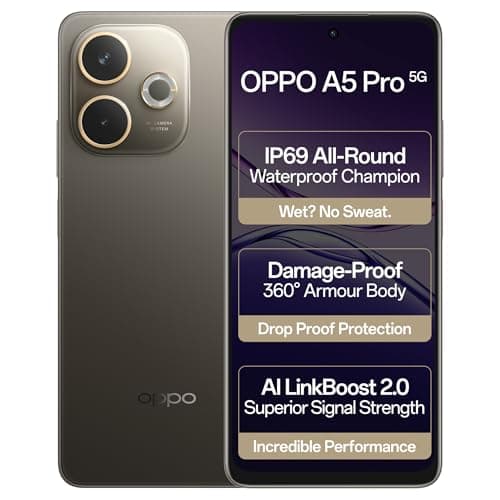 OPPO A5 Pro 5G (Mocha Brown, 8GB RAM, 256GB Storage)|6.67 HD+ 120Hz Refresh Rate Screen | 45W SUPERVOOC|with No Cost EMI/Additional Exchange Offers
