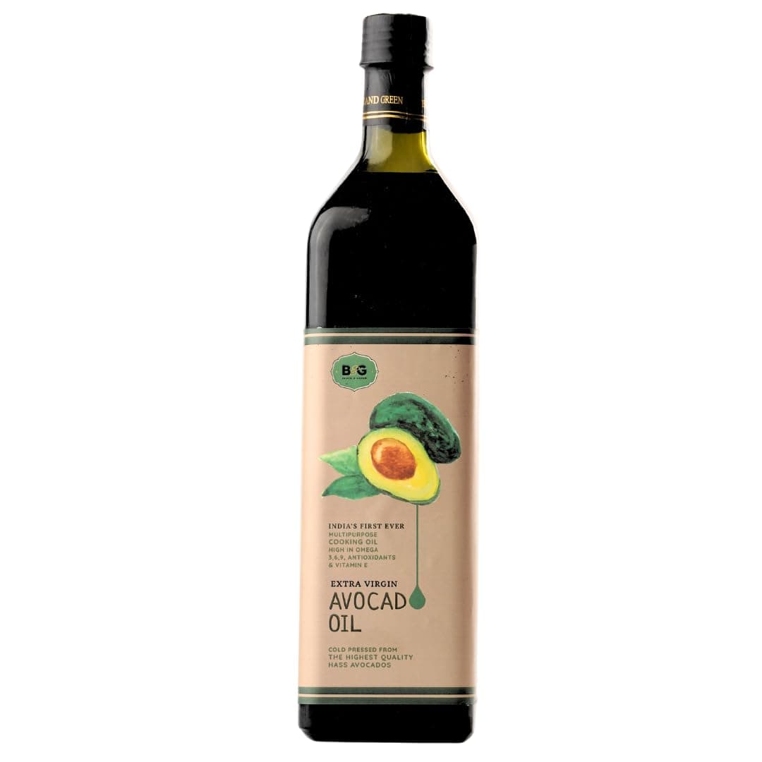 Black & Green Extra Virgin, Cold Press, Multipurpose Avocado Cooking Oil, 1000ML, 300°C Smoke Point for High Heat Cooking, Baking and Frying